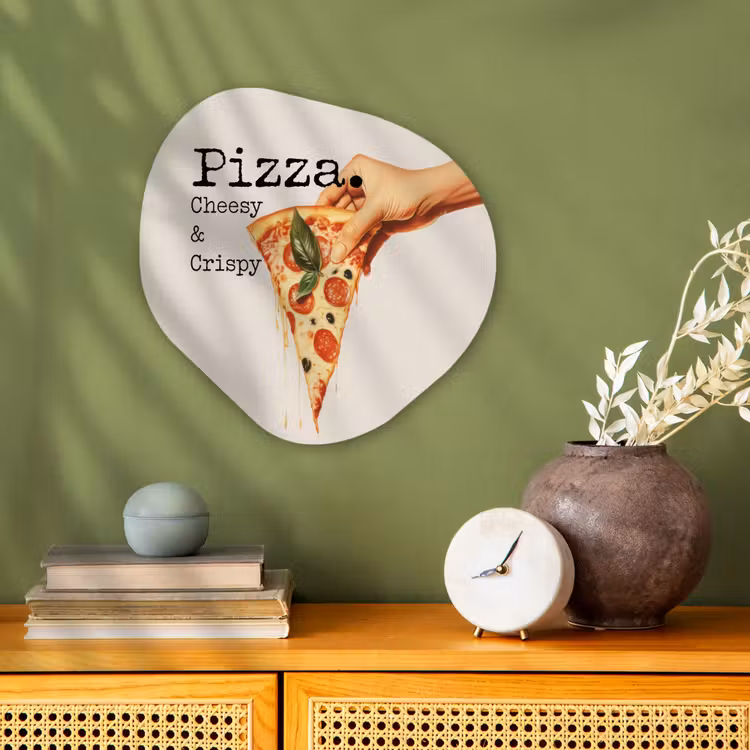 Pizza - Kaas - Pepperoni Wandcirkel Organisch Forex 3mm klein -sfeer2