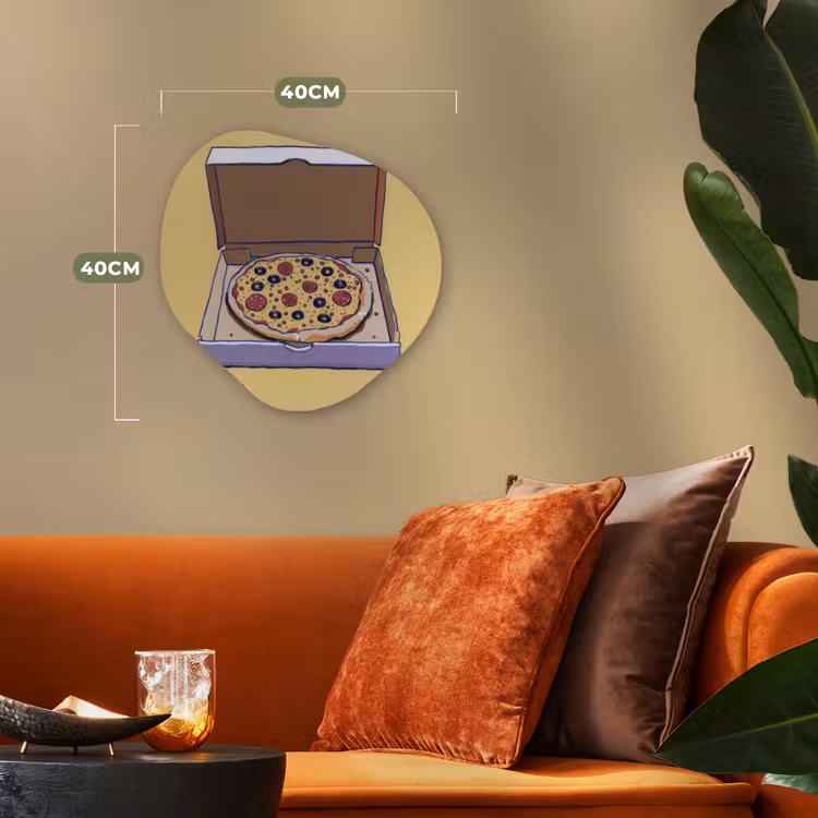 Pizza - Doos - Salami - Illustratie Wandcirkel Organisch Forex 3mm klein -sfeer3