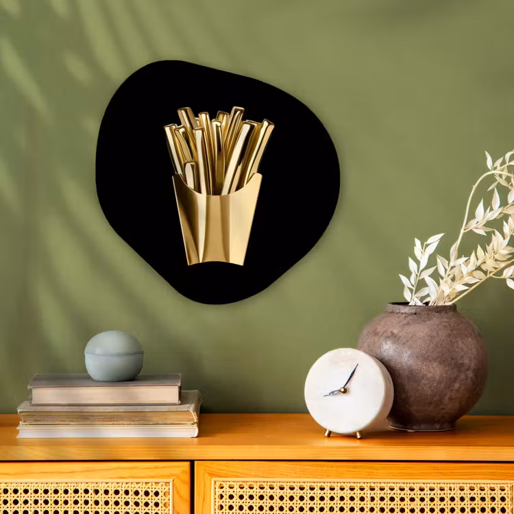 Friet - Goud - Chrome - Eten Wandcirkel Organisch Forex 3mm klein -sfeer2