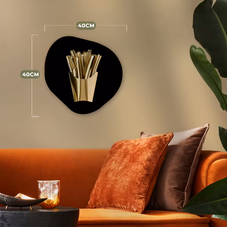 Friet - Goud - Chrome - Eten Wandcirkel Organisch Forex 3mm klein -sfeer3