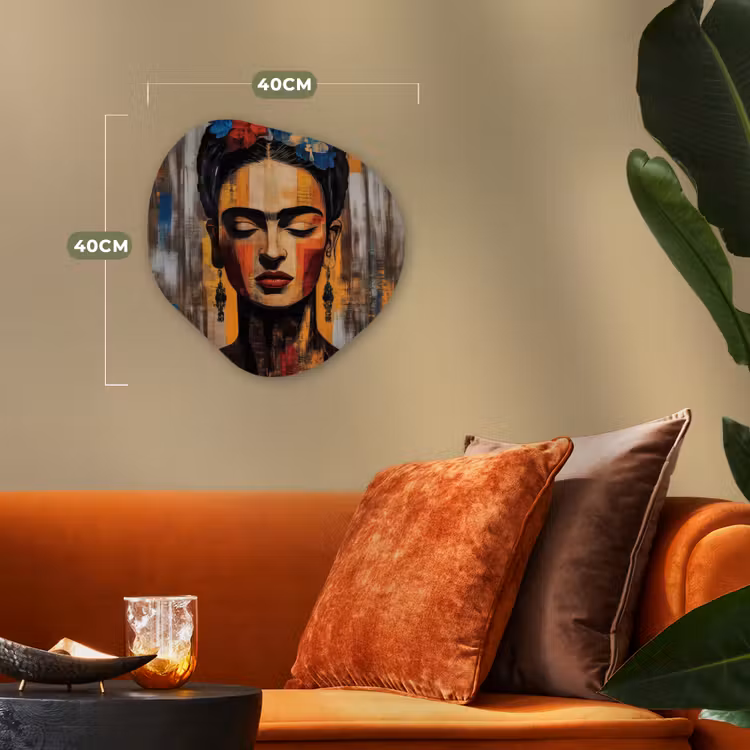 Portret - Vrouw - Bloemen Wandcirkel Organisch Forex 3mm klein -sfeer3