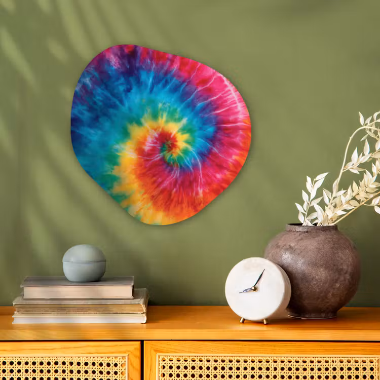 Regenboog - Tie dye - Kleurrijk - Blauw Wandcirkel Organisch Forex 3mm klein -sfeer2