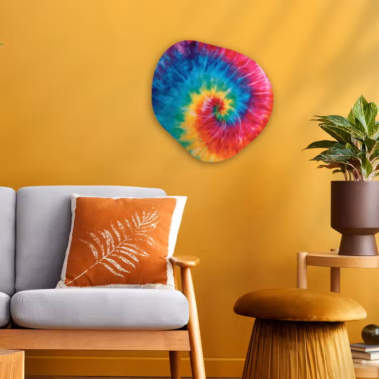 Regenboog - Tie dye - Kleurrijk - Blauw Wandcirkel Organisch Forex 3mm klein -sfeer4
