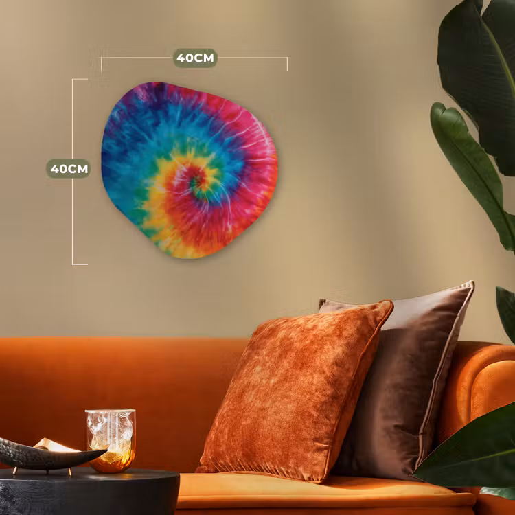 Regenboog - Tie dye - Kleurrijk - Blauw Wandcirkel Organisch Forex 3mm klein -sfeer3