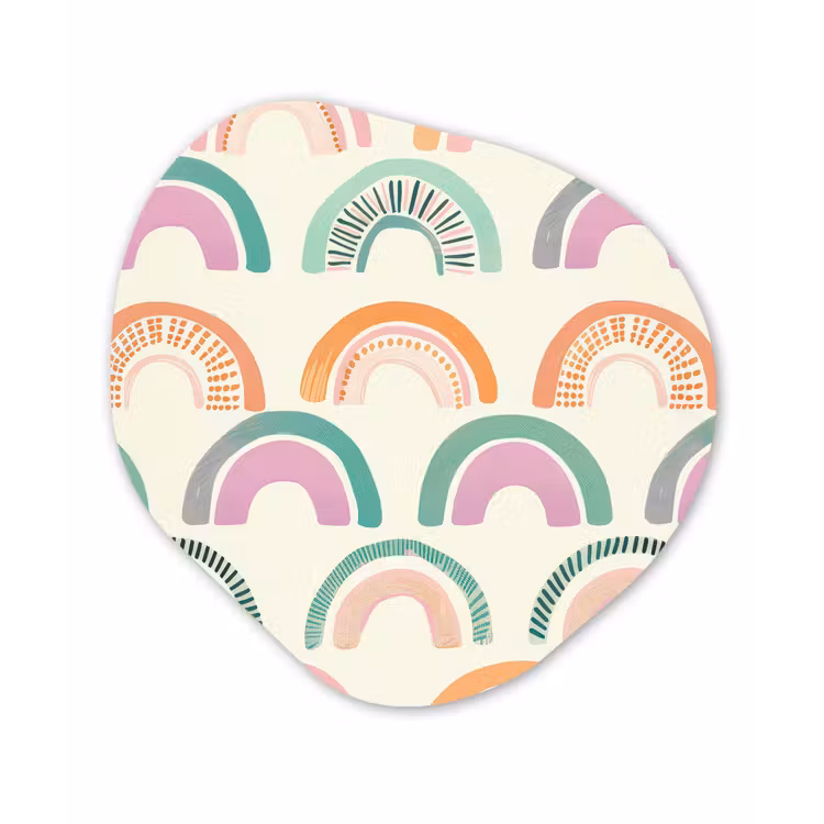 Regenboog - Pastel - Patroon Wandcirkel Organisch Forex 3mm klein -3d