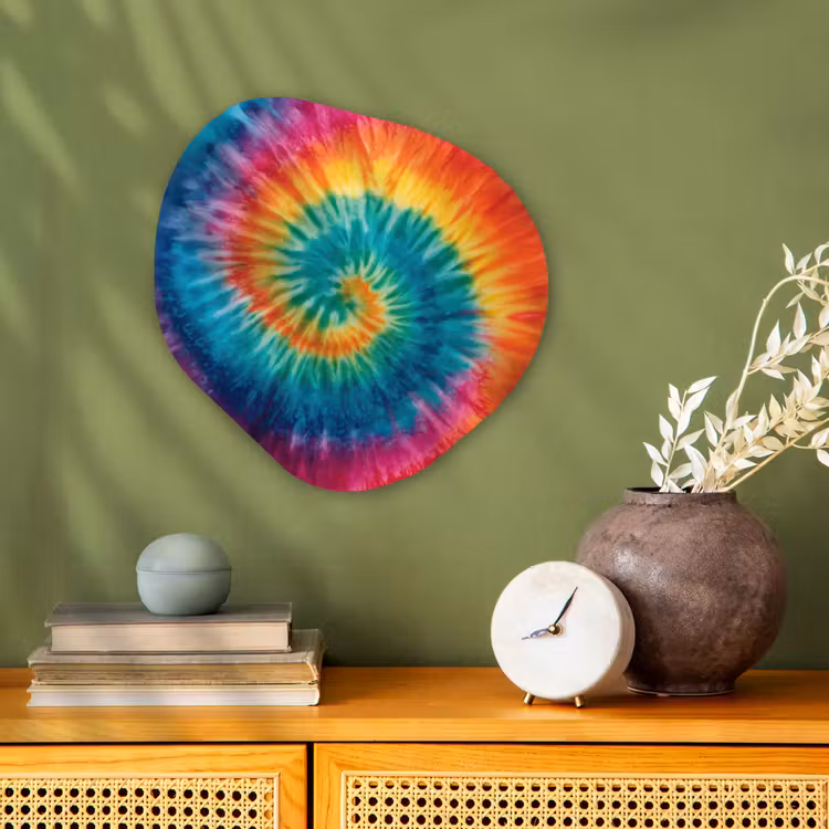 Regenboogkleuren - Tie dye - Wandcirkel Organisch Forex 3mm klein -sfeer2