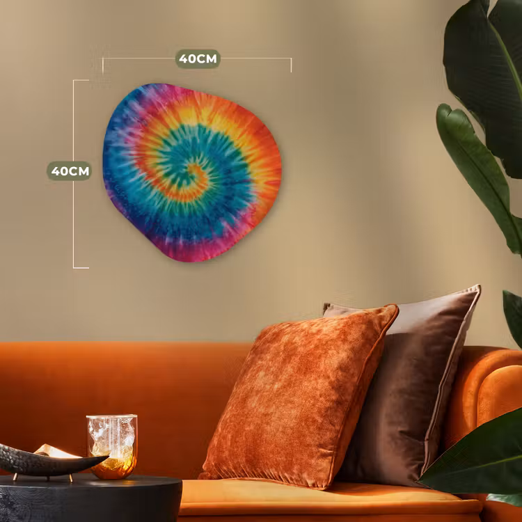 Regenboogkleuren - Tie dye - Wandcirkel Organisch Forex 3mm klein -sfeer3