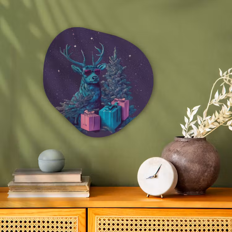 Rendier - Zonnebril - Neon - Kerstboom Wandcirkel Organisch Forex 3mm klein -sfeer2