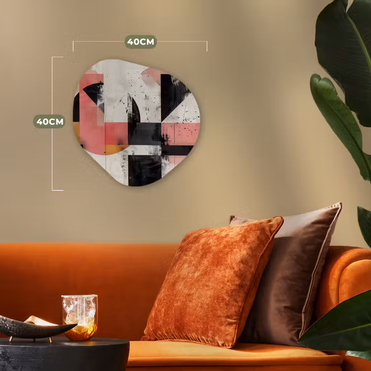 Roze - Abstract - Aesthetic - Modern - Vormen Wandcirkel Organisch Forex 3mm klein -sfeer3