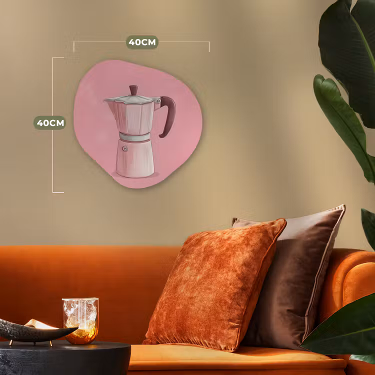 Roze - Mokkapot - Illustratie - Koffie Wandcirkel Organisch Forex 3mm klein -sfeer3