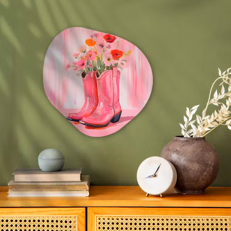Roze - Bloemen - Cowboy Wandcirkel Organisch Forex 3mm klein -sfeer2