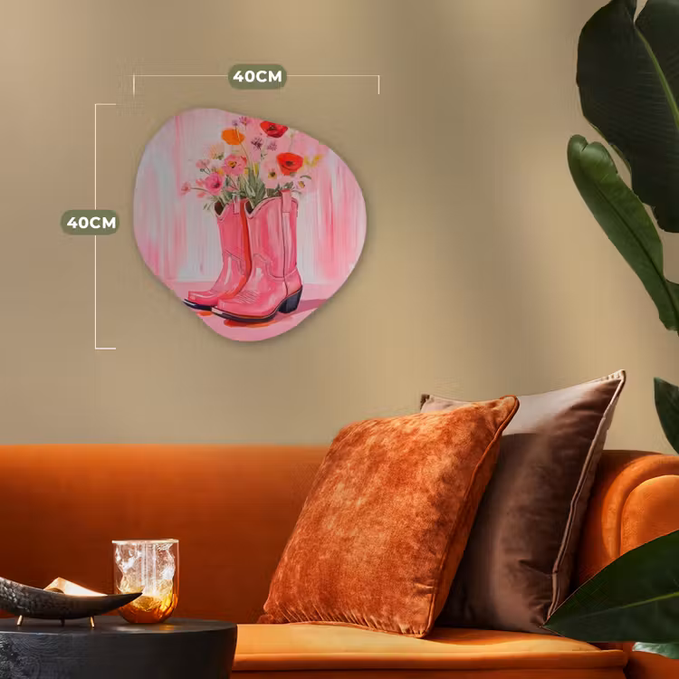 Roze - Bloemen - Cowboy Wandcirkel Organisch Forex 3mm klein -sfeer3