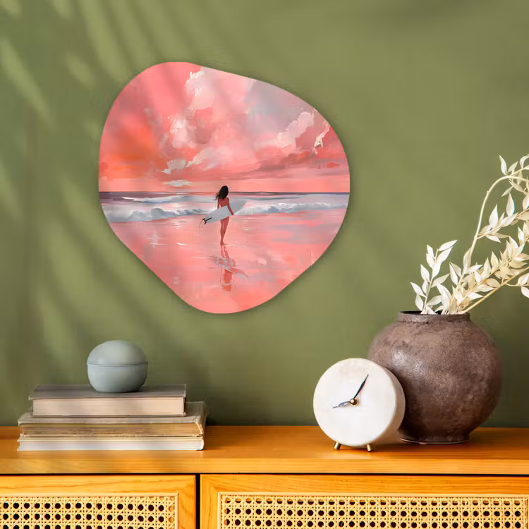 Roze - Surfen - Zee Wandcirkel Organisch Forex 3mm klein -sfeer2