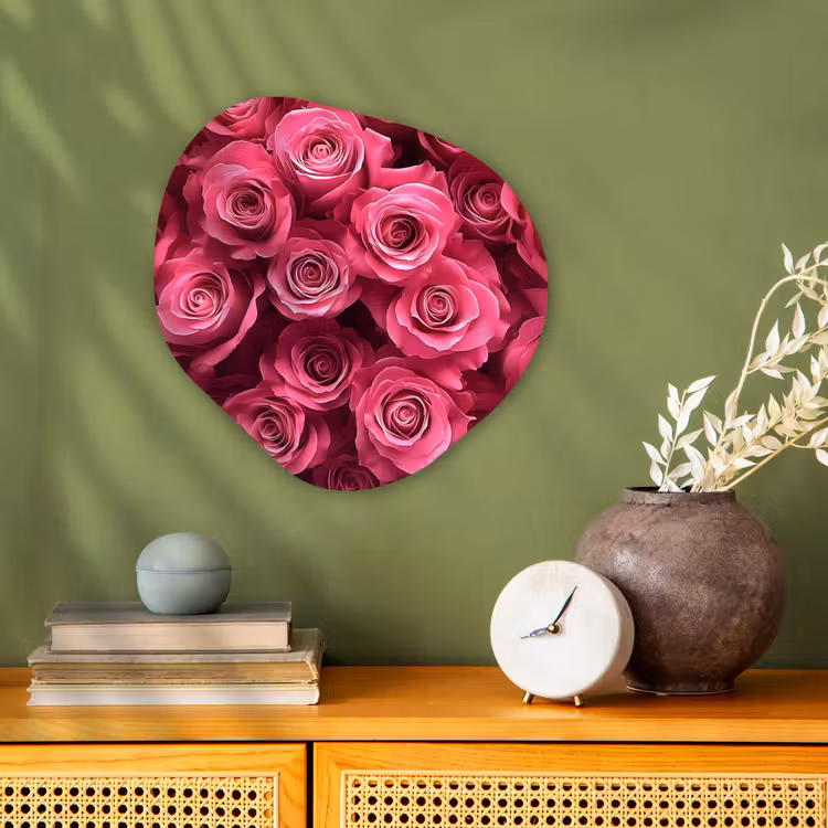 Rozen - Pink - Bloem Wandcirkel Organisch Forex 3mm klein -sfeer2