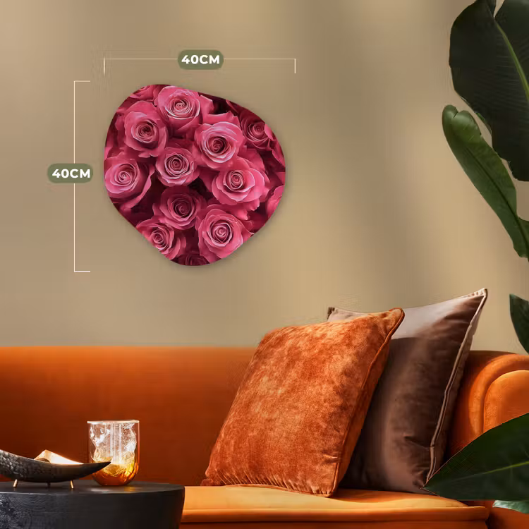 Rozen - Pink - Bloem Wandcirkel Organisch Forex 3mm klein -sfeer3