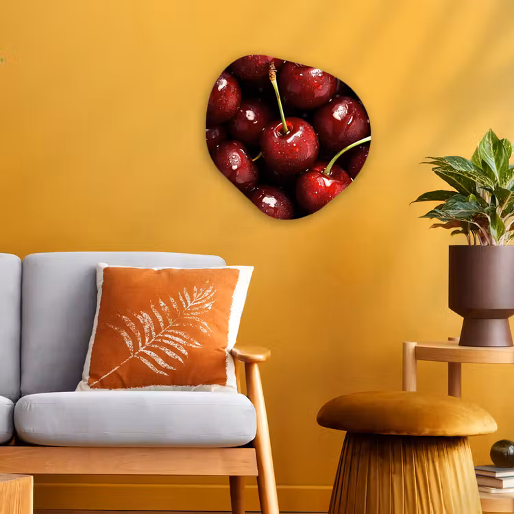Rood - Fruit - Kersen Wandcirkel Organisch Forex 3mm klein -sfeer4