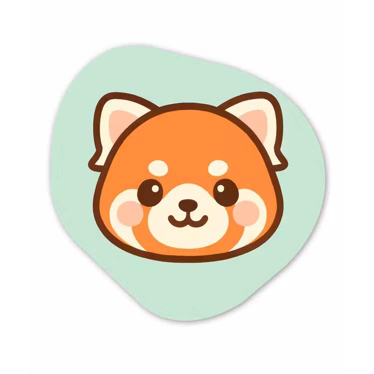 Rode panda - Groen - Cartoon Wandcirkel Organisch Forex 3mm klein -3d