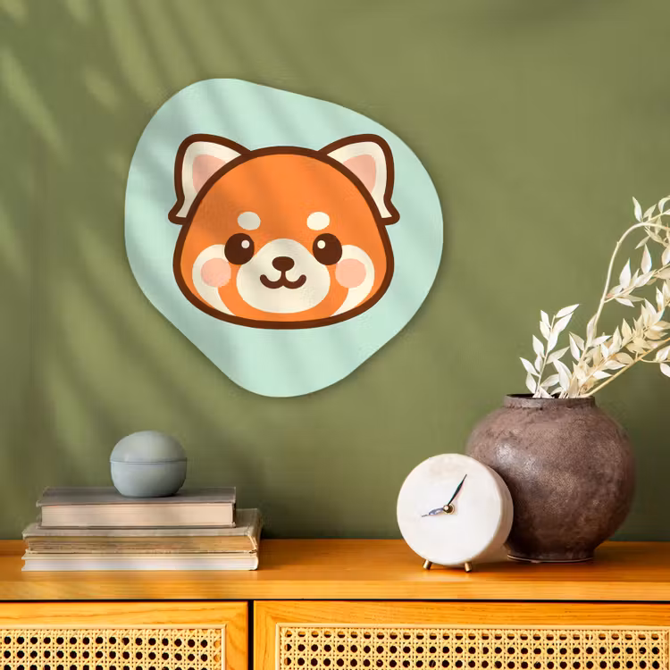Rode panda - Groen - Cartoon Wandcirkel Organisch Forex 3mm klein -sfeer2