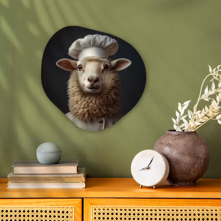 Schaap - Wol - Kok Wandcirkel Organisch Forex 3mm klein -sfeer2