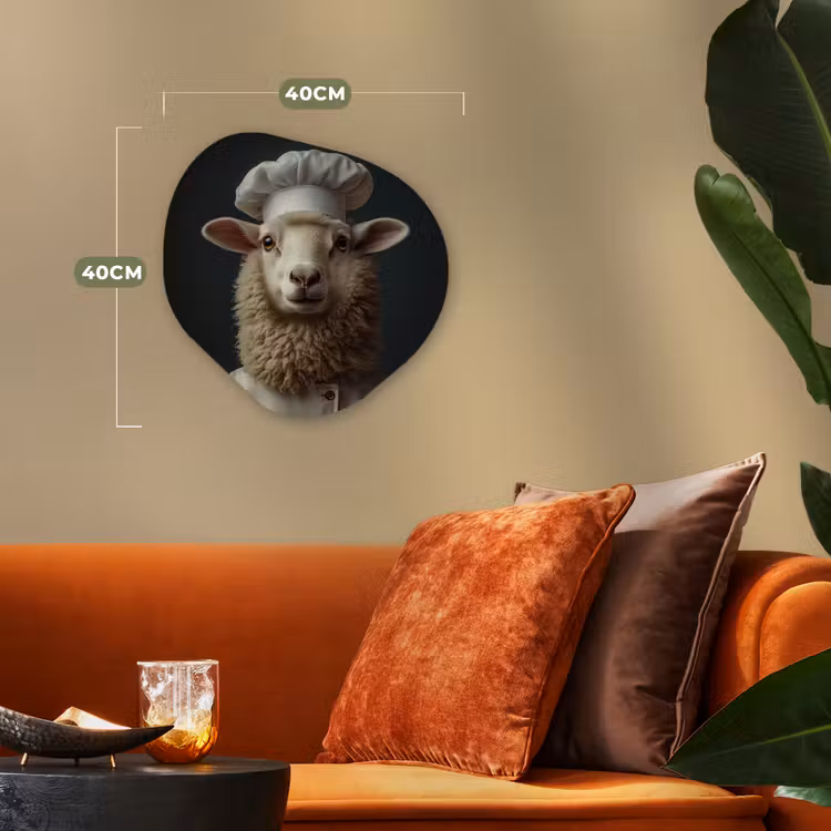 Schaap - Wol - Kok Wandcirkel Organisch Forex 3mm klein -sfeer3