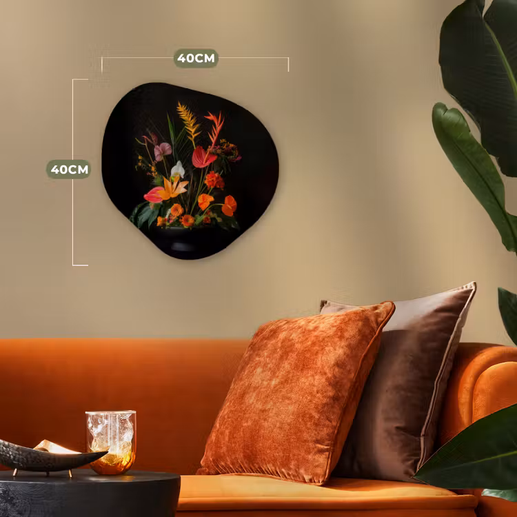 Schaal - Boeket - Bloemen Wandcirkel Organisch Forex 3mm klein -sfeer3