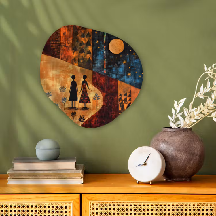 Silhouetten - Abstract - Zon - Maan Wandcirkel Organisch Forex 3mm klein -sfeer2