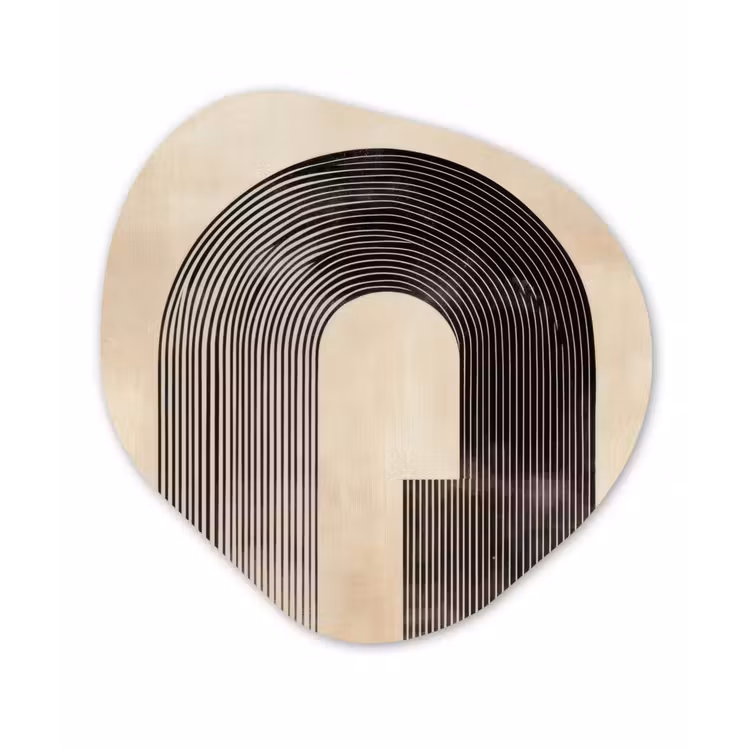 Boog - Strepen - Minimalistisch - Zwart Wandcirkel Organisch Forex 3mm klein -3d