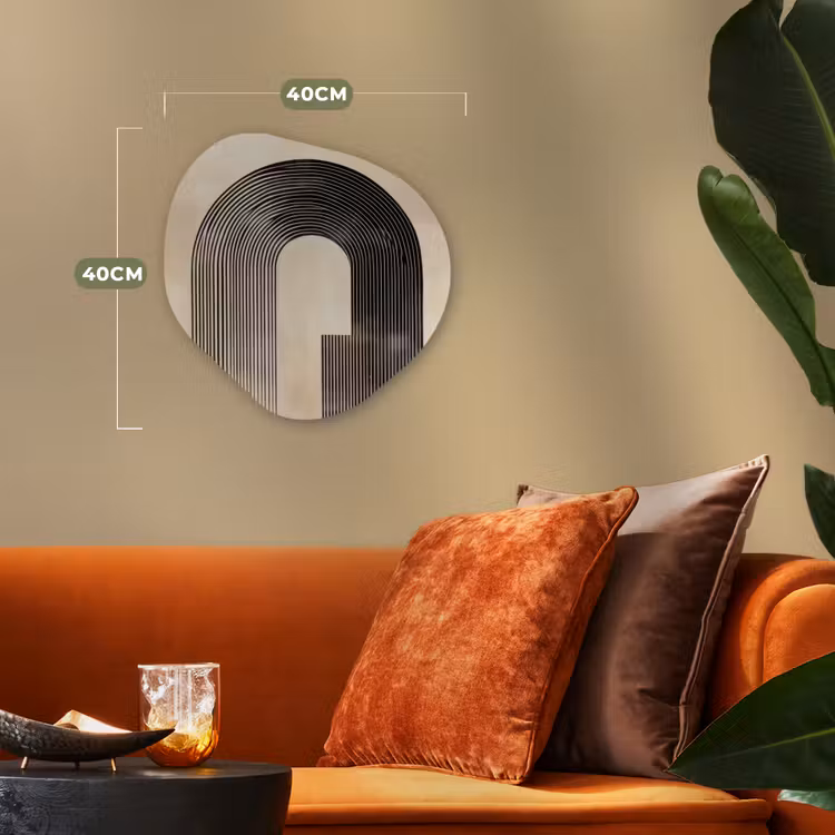 Boog - Strepen - Minimalistisch - Zwart Wandcirkel Organisch Forex 3mm klein -sfeer3