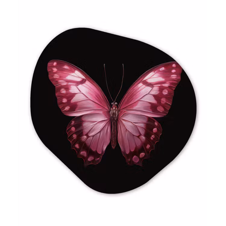 Vlinder - Fuchsia - Grafisch Wandcirkel Organisch Forex 3mm klein -3d