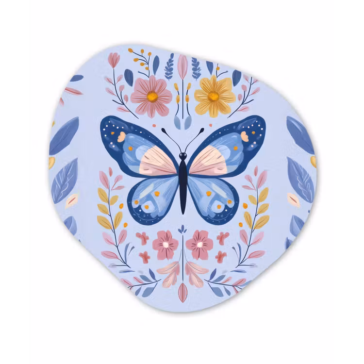 Vlinder - Lichtblauw - Sierlijk - Bloemen Wandcirkel Organisch Forex 3mm klein -3d
