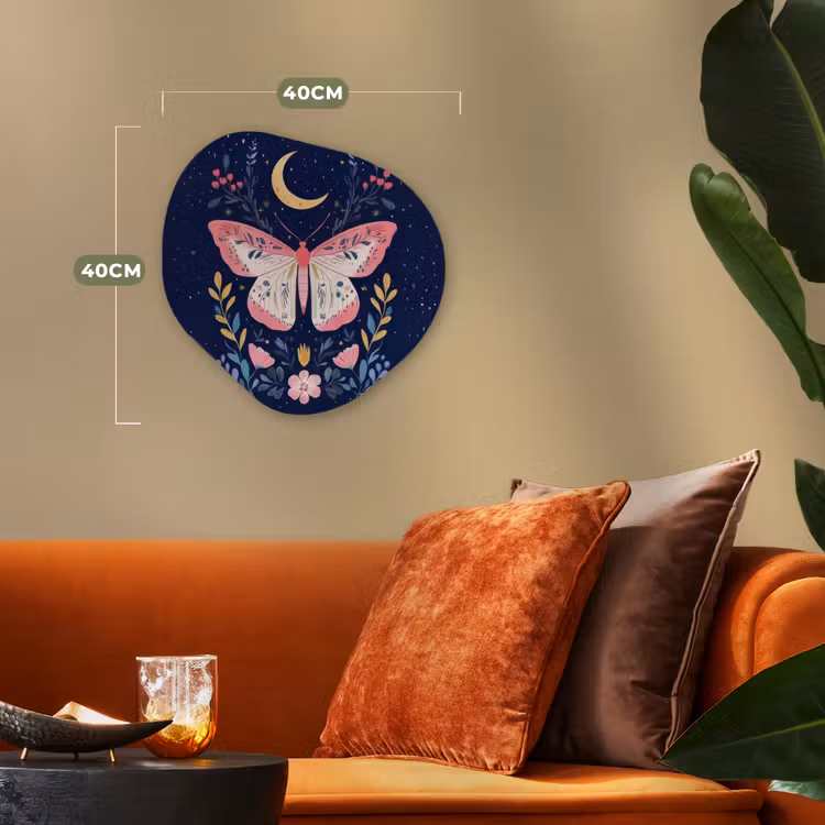 Vlinder - Maan - Bloemen - Sterrenhemel Wandcirkel Organisch Forex 3mm klein -sfeer3