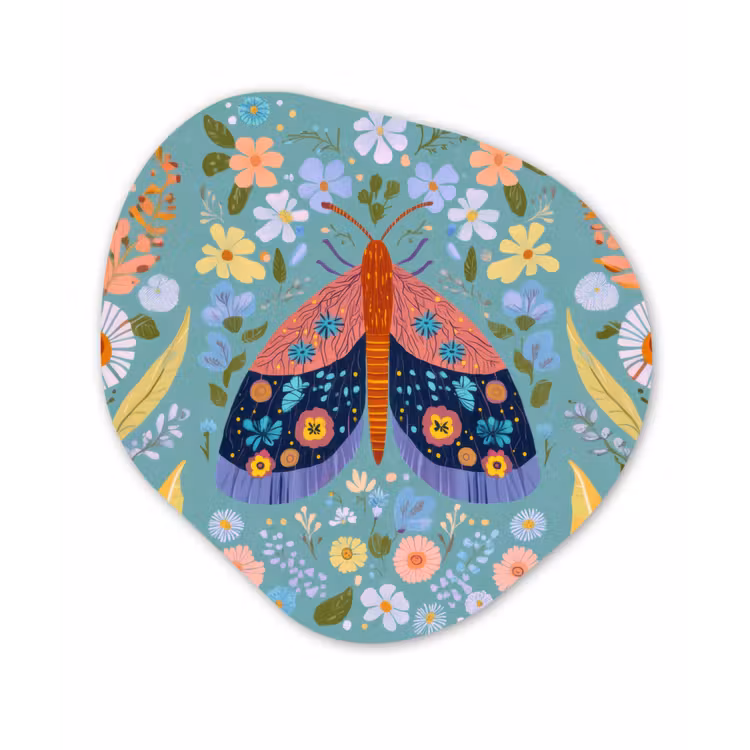 Vlinder - Sierlijk - Bloemen - Bladeren Wandcirkel Organisch Forex 3mm klein -3d
