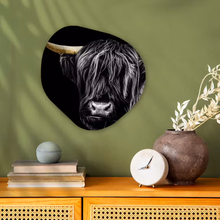 Schotse hooglander - Goud - Vacht - Dieren - Koe Wandcirkel Organisch Forex 3mm klein -sfeer2