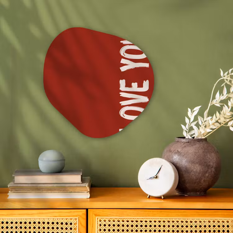 Schuin - Loveyou - Rood Wandcirkel Organisch Forex 3mm klein -sfeer2