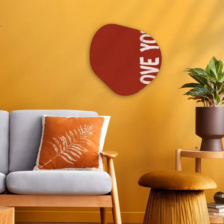 Schuin - Loveyou - Rood Wandcirkel Organisch Forex 3mm klein -sfeer4