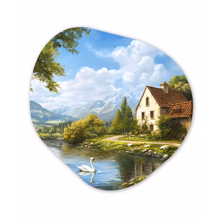 Zwaan - Bomen - Rust Wandcirkel Organisch Forex 3mm klein -3d