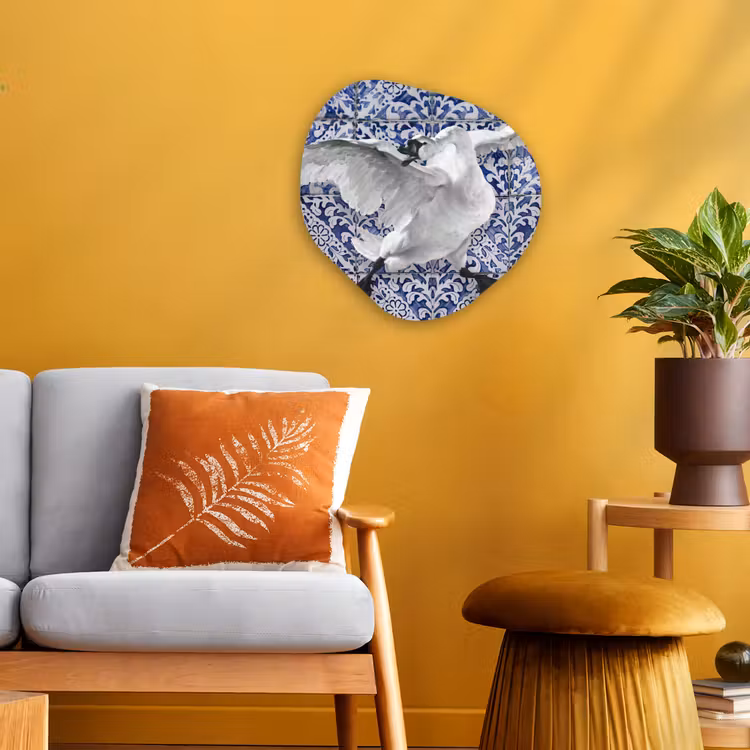 Zwaan - Kunst - Delfts blauw - Schilderij - Oude meesters Wandcirkel Organisch Forex 3mm klein -sfeer4