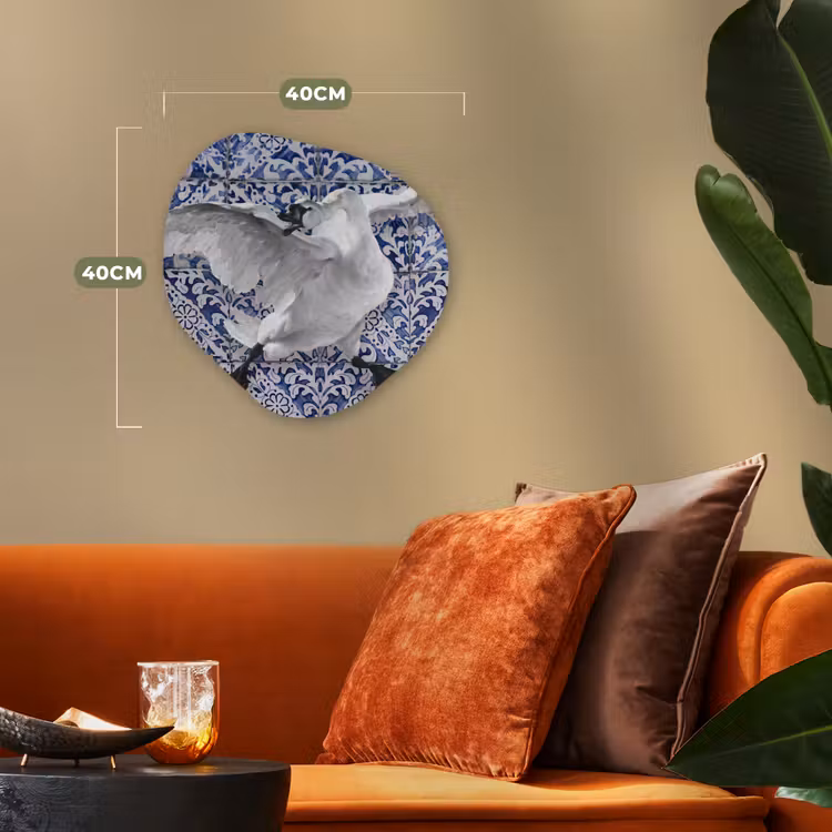 Zwaan - Kunst - Delfts blauw - Schilderij - Oude meesters Wandcirkel Organisch Forex 3mm klein -sfeer3