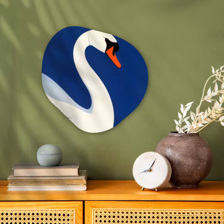Zwaan - Wit - Snavel - Illustratie Wandcirkel Organisch Forex 3mm klein -sfeer2