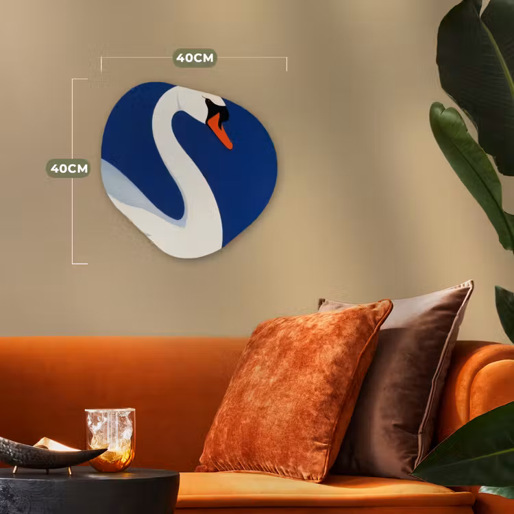 Zwaan - Wit - Snavel - Illustratie Wandcirkel Organisch Forex 3mm klein -sfeer3
