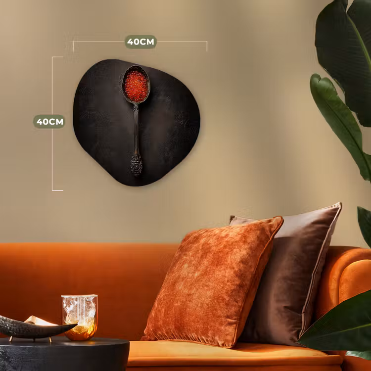 Zwart - Lepel - Caviar Wandcirkel Organisch Forex 3mm klein -sfeer3