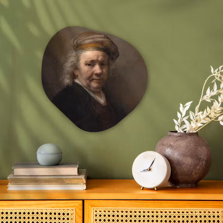 Zelfportret - Schilderij van Rembrandt van Rijn Wandcirkel Organisch Forex 3mm klein -sfeer2