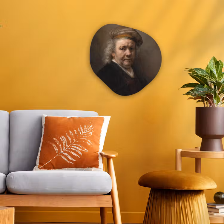 Zelfportret - Schilderij van Rembrandt van Rijn Wandcirkel Organisch Forex 3mm klein -sfeer4