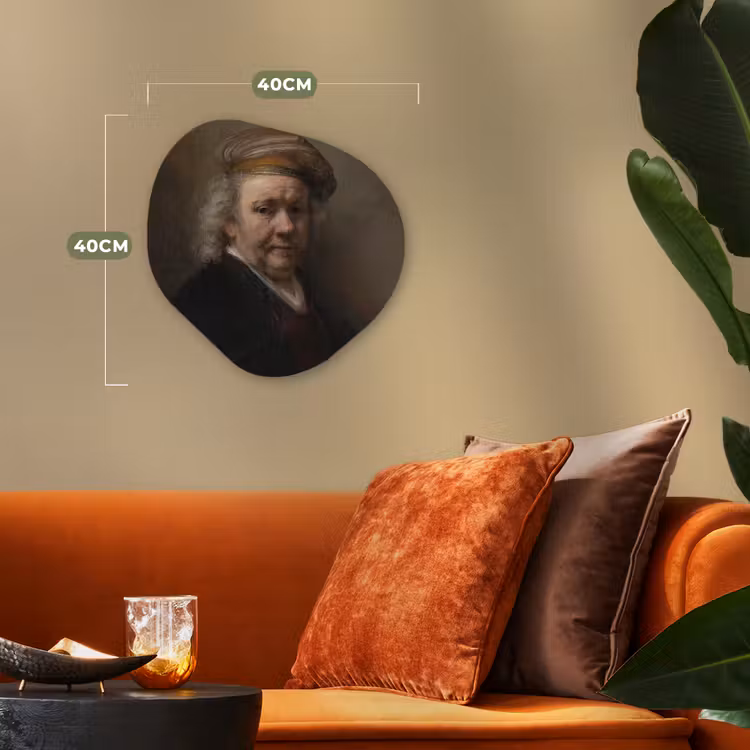 Zelfportret - Schilderij van Rembrandt van Rijn Wandcirkel Organisch Forex 3mm klein -sfeer3