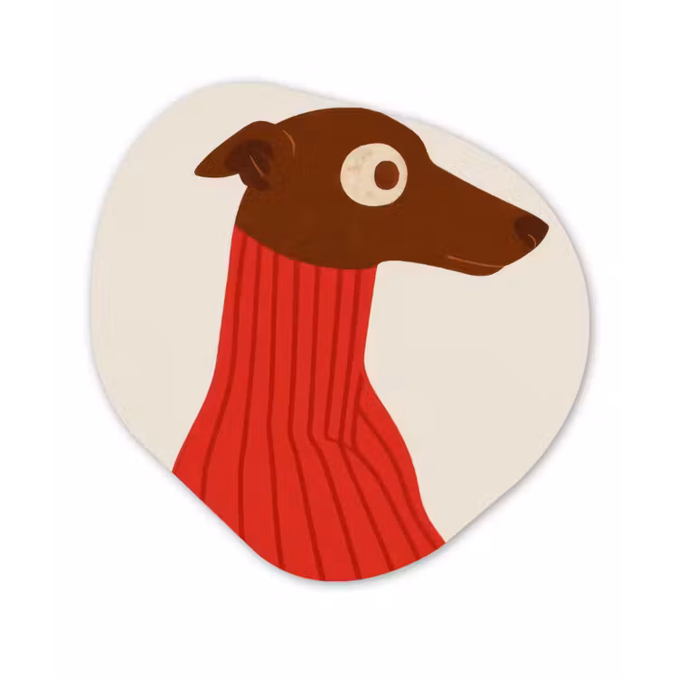 Silhouet - Hond - Trui - Rood Wandcirkel Organisch Forex 3mm klein -3d