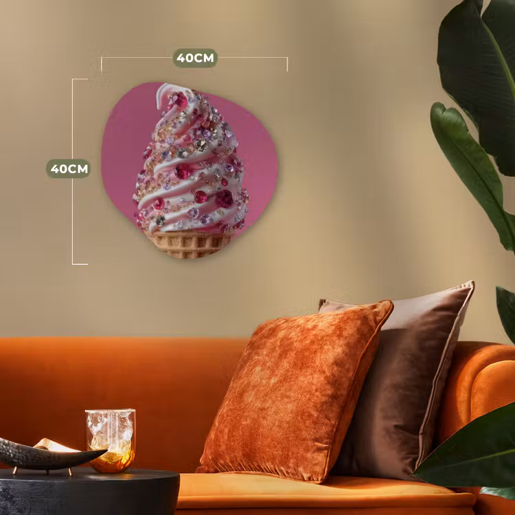 Softijs - Edelstenen - Roze - Hoorntje Wandcirkel Organisch Forex 3mm klein -sfeer3