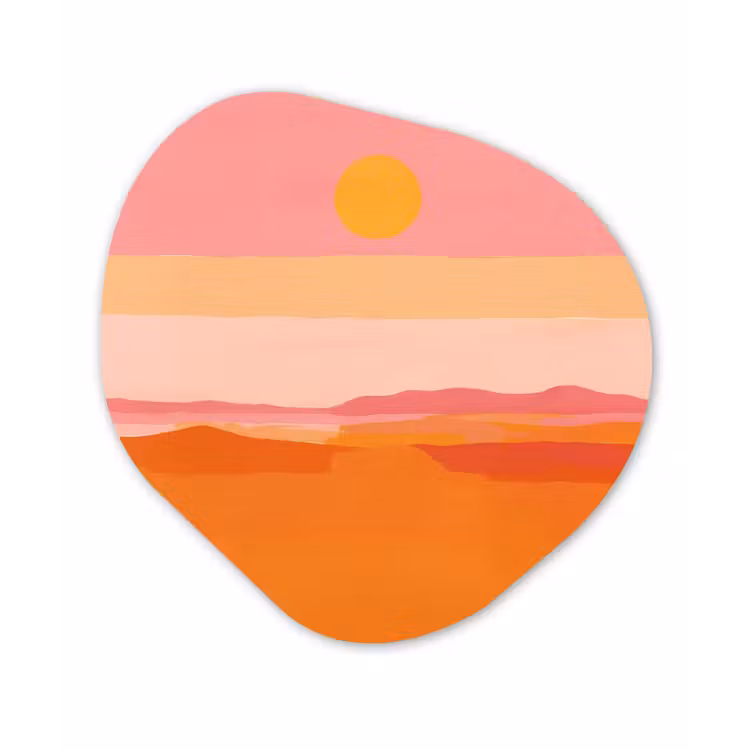 Zon - Abstract - Landschap - Oranje Wandcirkel Organisch Forex 3mm klein -3d