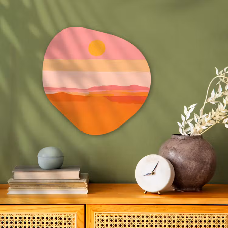 Zon - Abstract - Landschap - Oranje Wandcirkel Organisch Forex 3mm klein -sfeer2