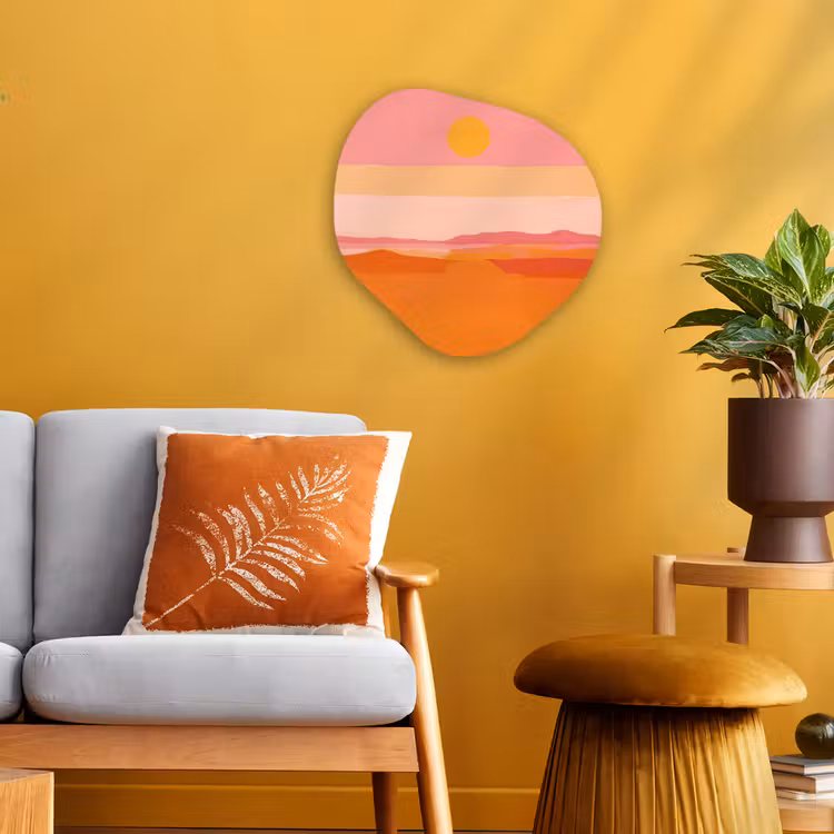 Zon - Abstract - Landschap - Oranje Wandcirkel Organisch Forex 3mm klein -sfeer4