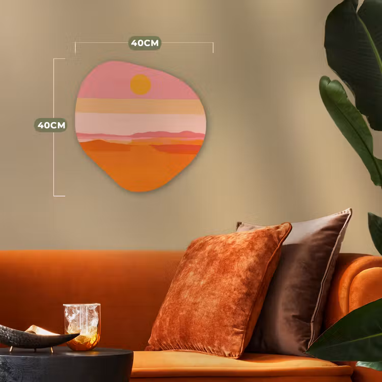 Zon - Abstract - Landschap - Oranje Wandcirkel Organisch Forex 3mm klein -sfeer3